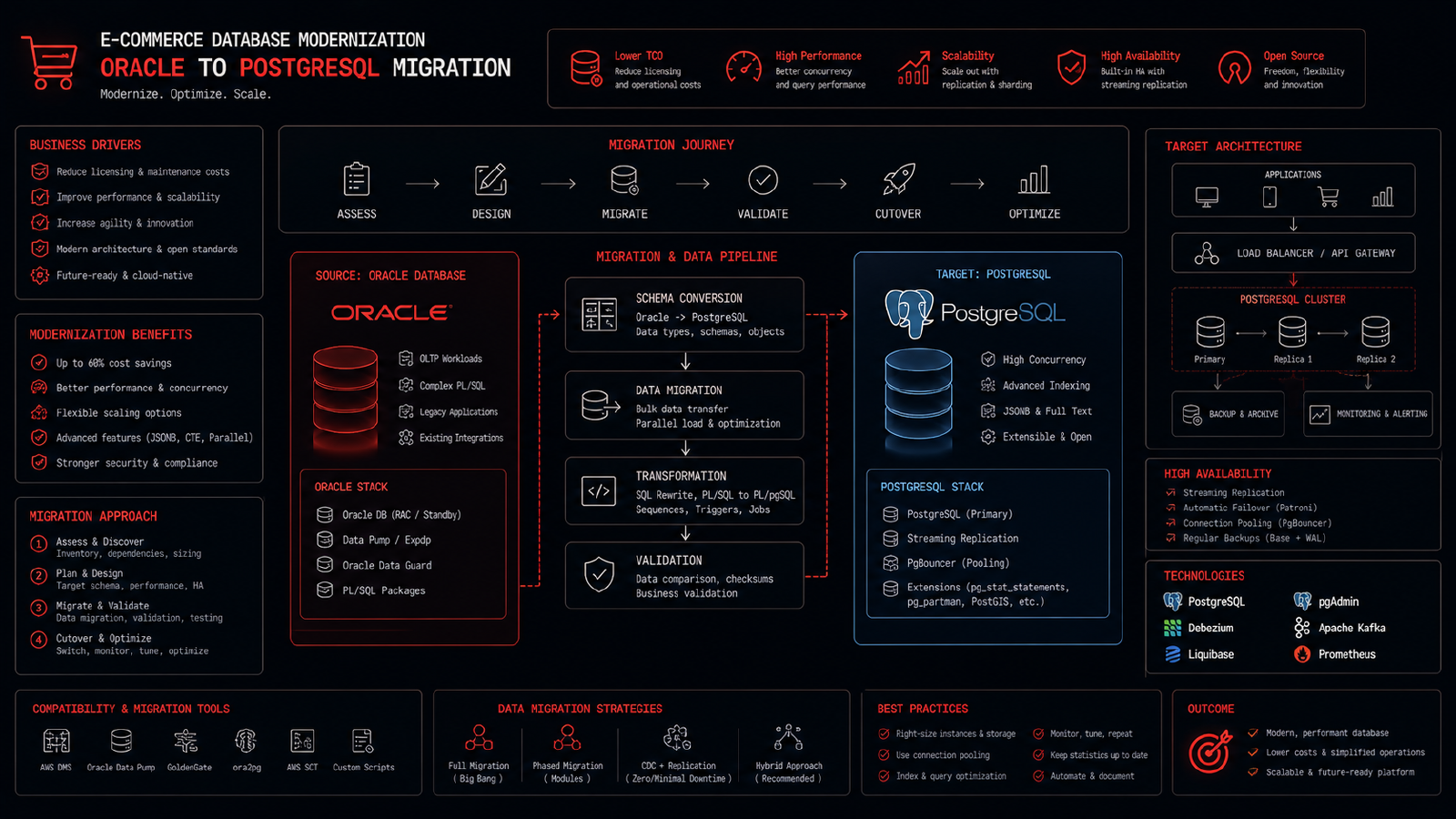 E-ticaret platformu Oracle → PostgreSQL geçişi